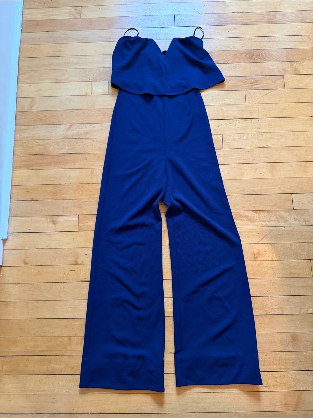 Lulu's Navy Wide-Leg Strap Jumpsuit